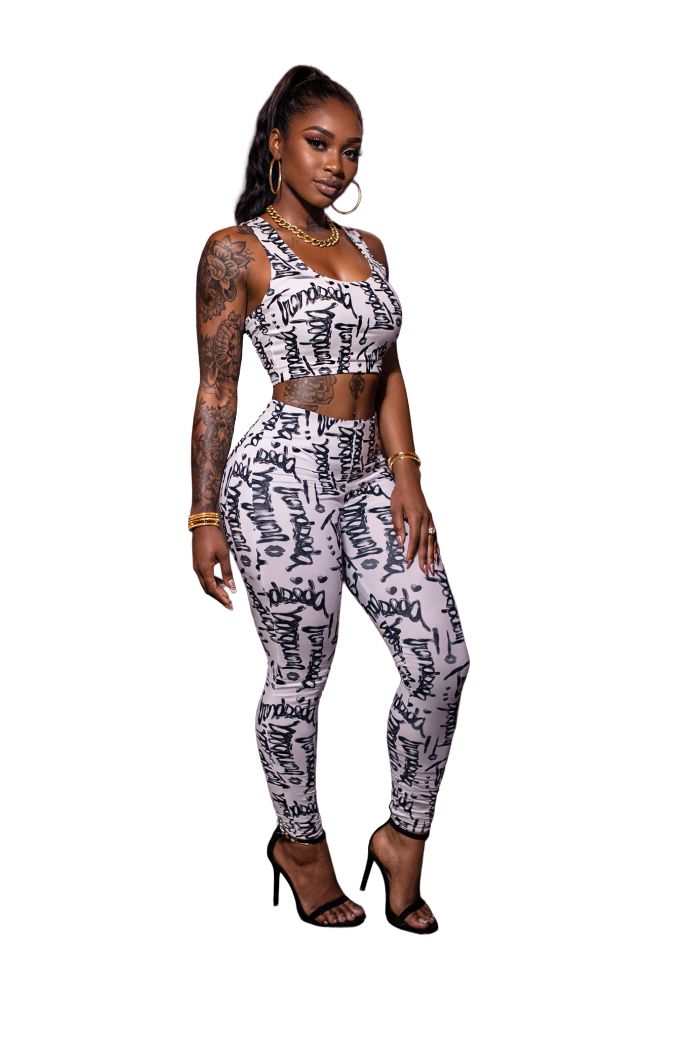 Graffiti Leggings White