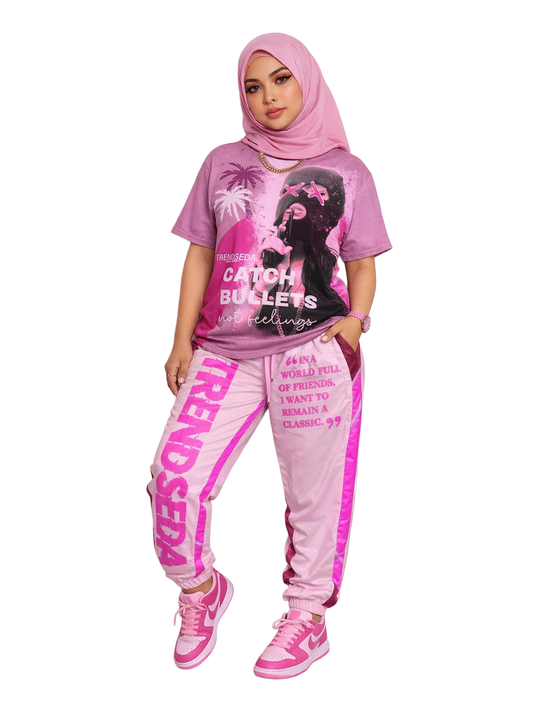 Pink pressure track pants